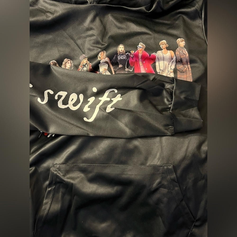 NEW- Taylor Swift Eras Hoodie (Folklore) SIZE: Large  COLOR: Black - Picture 3 of 9